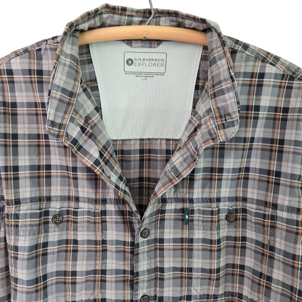 G.H. Bass & Co. Explorer Plaid Button-Up Shirt Brown/Blue Long Sleeve L - Picture 5 of 11